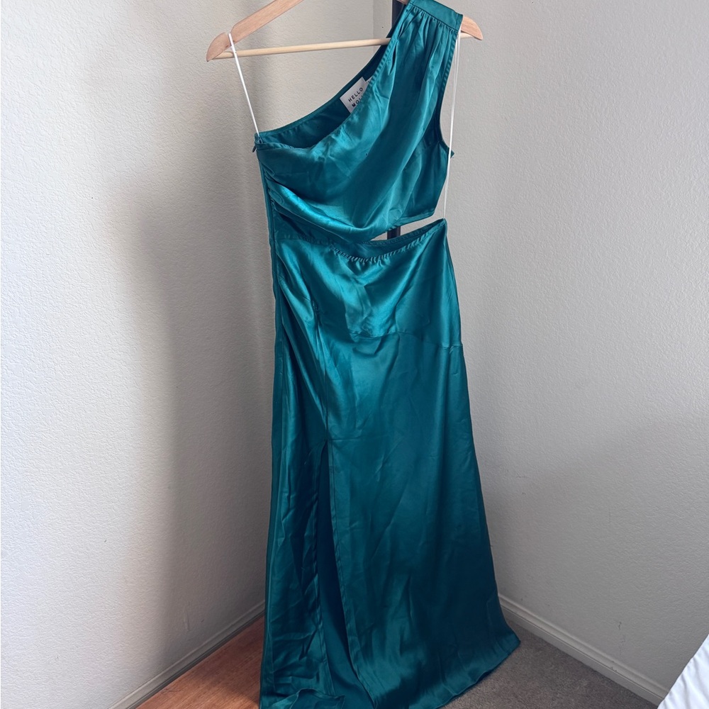 Hello Molly Teal One-Shoulder Gown